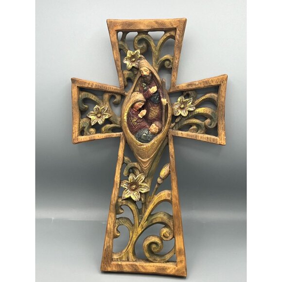 Nativity Wall Cross Christmas Decor 12" Baby Jesus Mary Joseph Faith Roman Inc - Picture 11 of 11